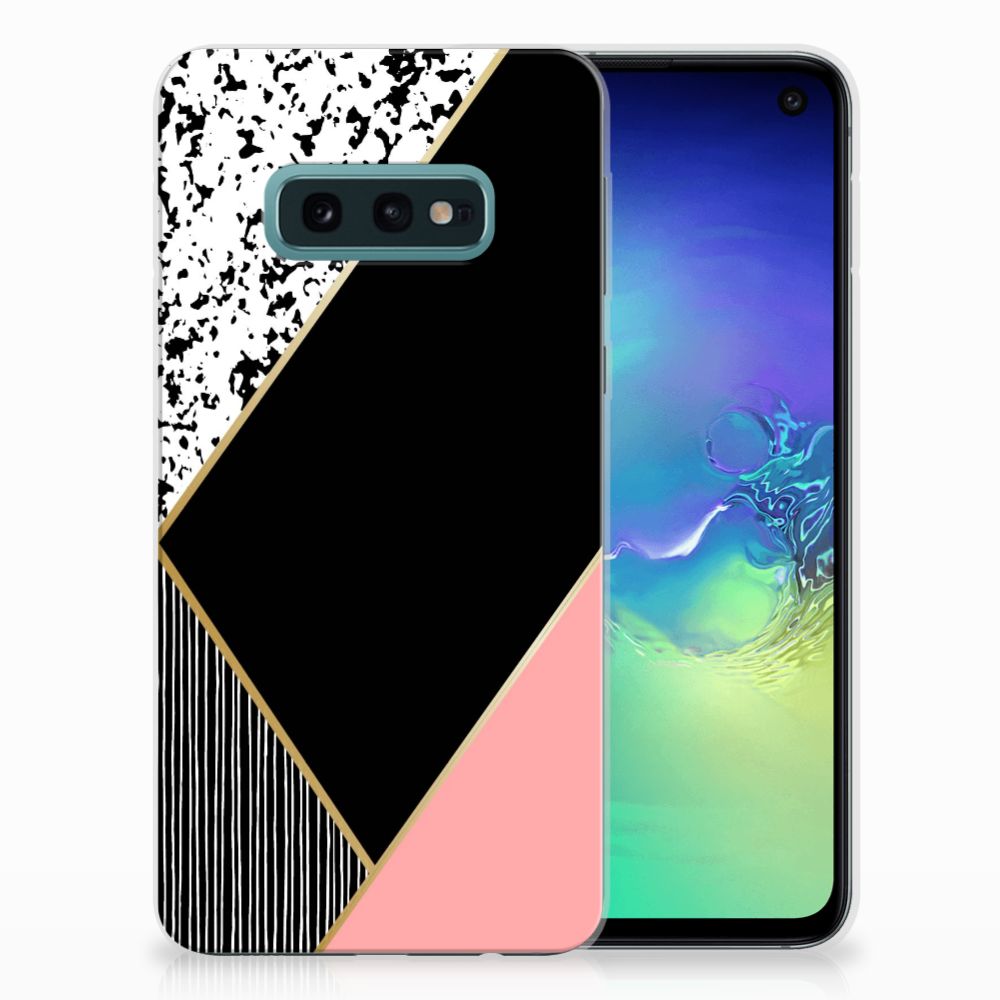 Samsung Galaxy S10e TPU Hoesje Zwart Roze Vormen