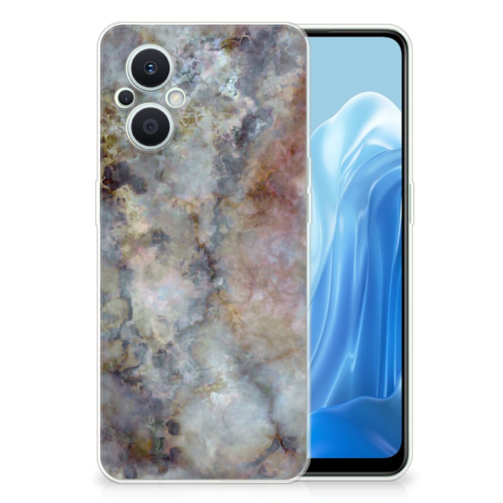 OPPO Reno8 Lite TPU Siliconen Hoesje Marmer Grijs B2C Telecom