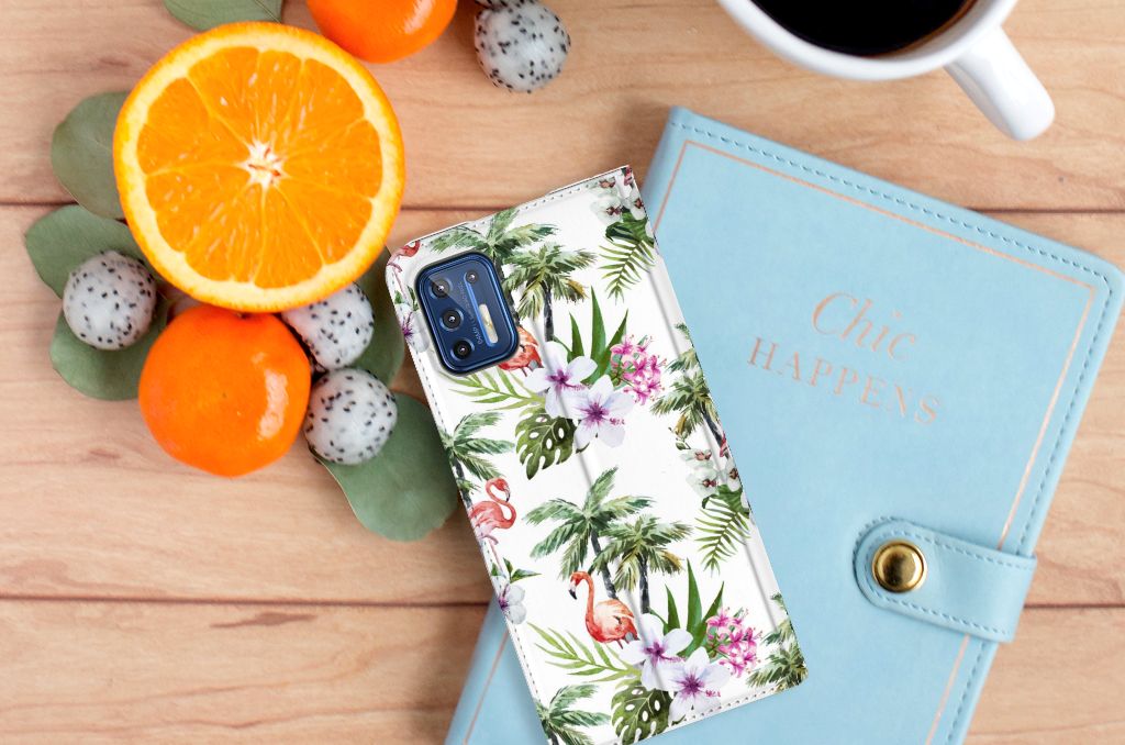 Motorola Moto G9 Plus Hoesje maken Flamingo Palms - B2C Telecom
