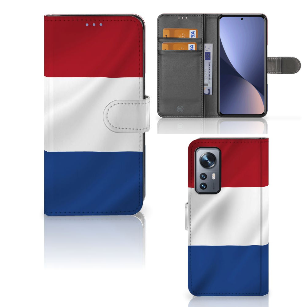 Xiaomi 12 | 12X Bookstyle Case Nederlandse Vlag - Telefoonhoesje met design van de Nederlandse vlag en pasjeshouder.