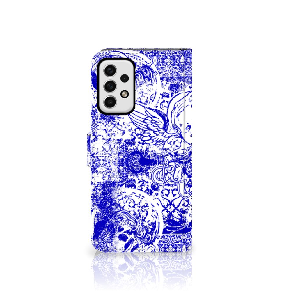Telefoonhoesje met Naam Samsung Galaxy A23 Angel Skull Blauw