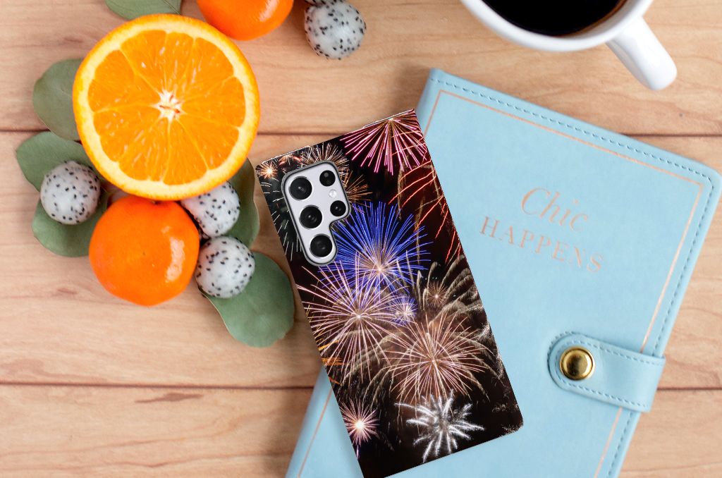 Samsung Galaxy S22 Ultra Hippe Standcase Vuurwerk - B2C Telecom