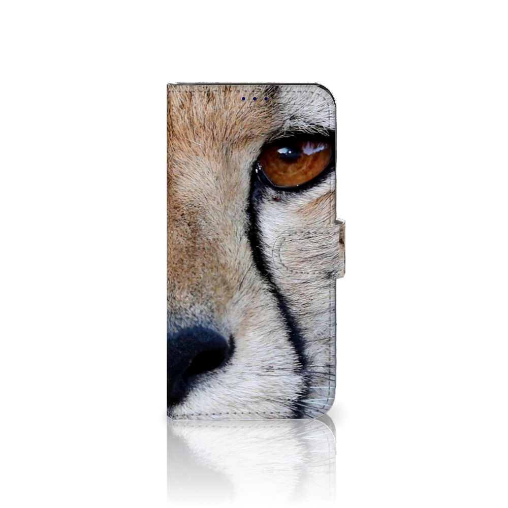 OnePlus Nord CE 2 Telefoonhoesje met Pasjes Cheetah met close-up van een cheeta gezicht.
