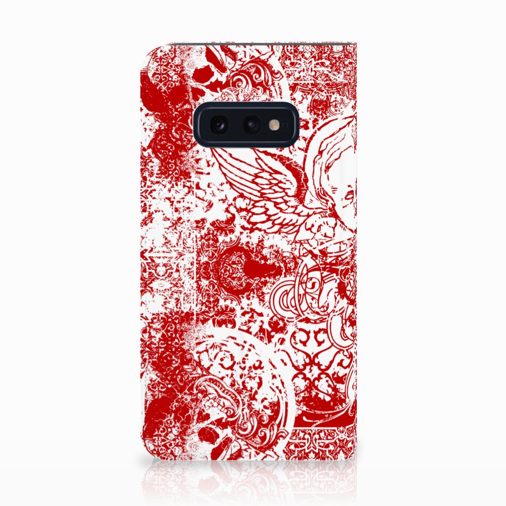 Mobiel BookCase Samsung Galaxy S10e Angel Skull Rood