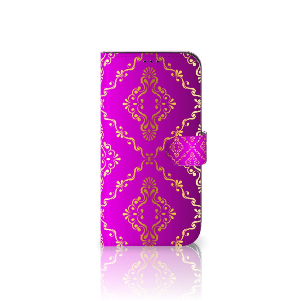 Wallet Case iPhone 13 Pro Max Barok Roze met een prachtige barok roze en gouden print ✨.