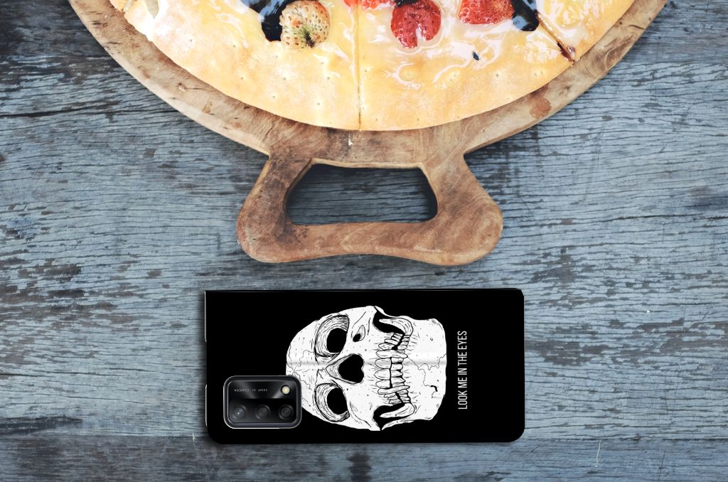 Mobiel BookCase OPPO A74 4G Skull Eyes - B2C Telecom