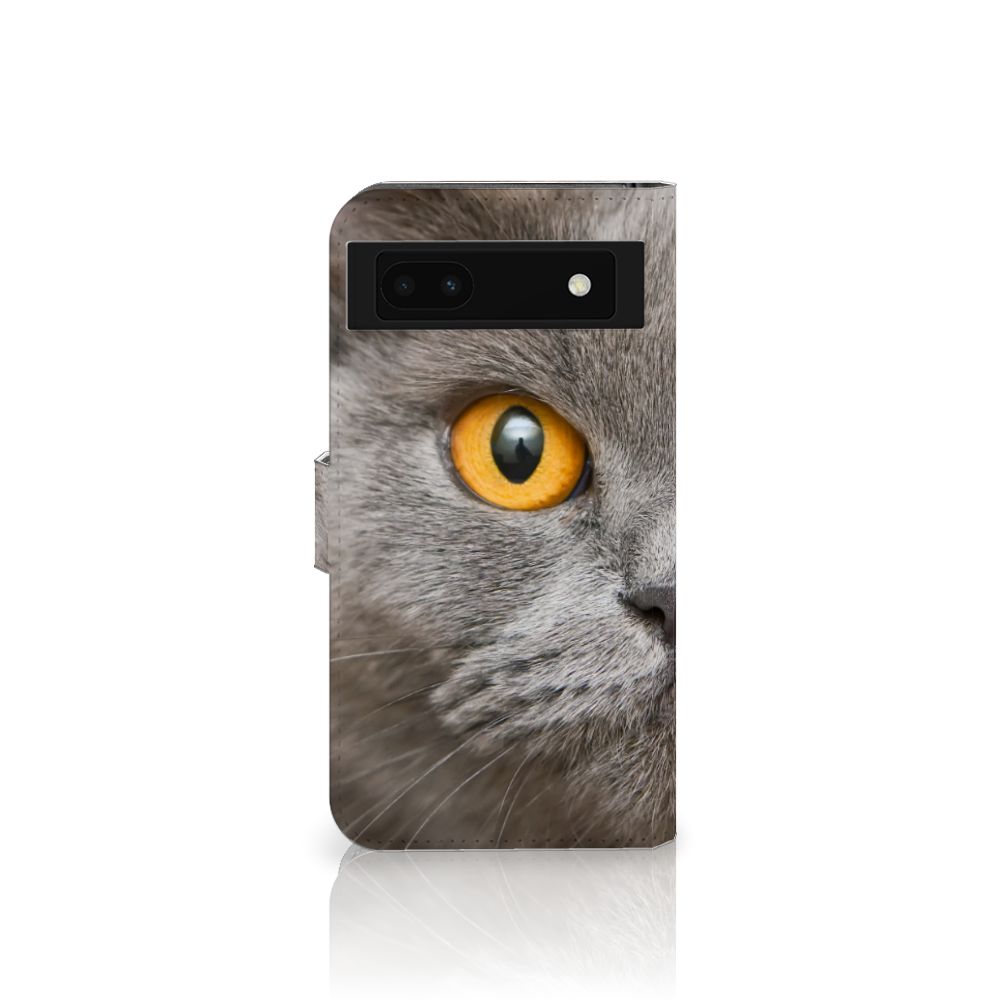 Telefoonhoesje met Pasjes Google Pixel 6A Britse Korthaar met afbeelding van een Britse korthaar kat.