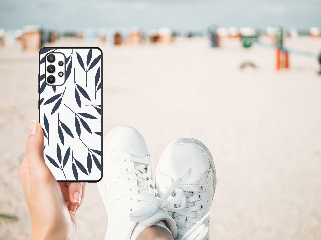 Samsung Galaxy A32 4G | A32 5G Enterprise Editie Bloemen Hoesje Leaves Blue B2C Telecom