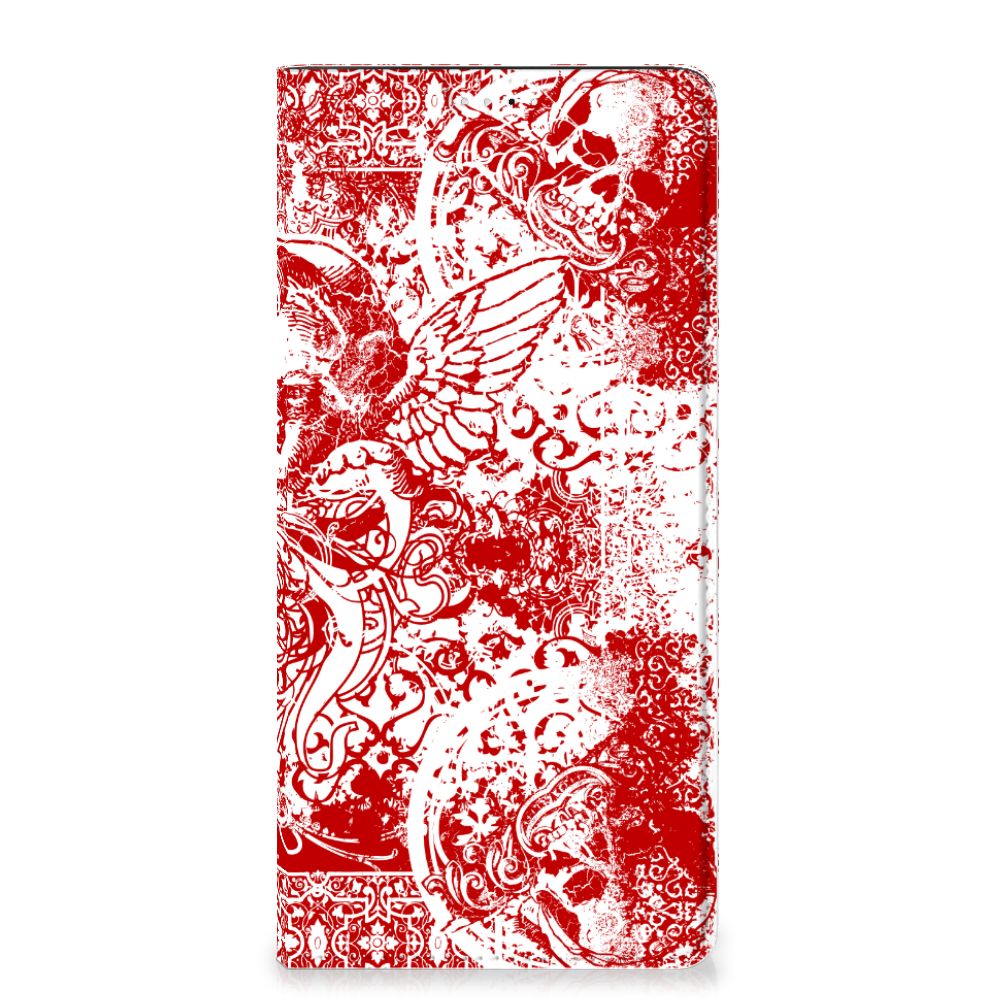 Mobiel BookCase Samsung Galaxy A33 5G Angel Skull Rood - B2C Telecom