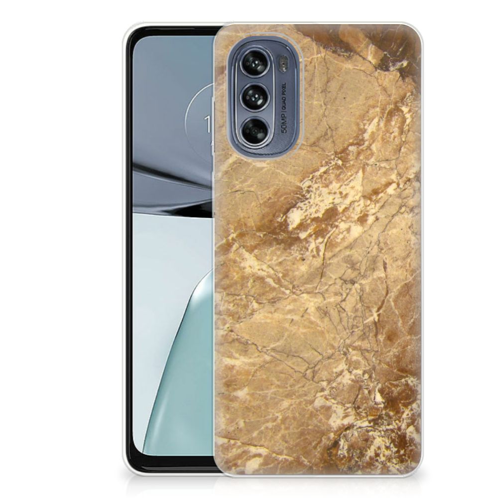 Motorola Moto G62 5G TPU Siliconen Hoesje Marmer Creme