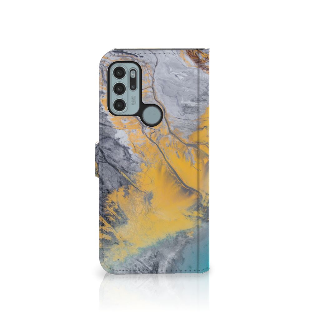Motorola Moto G60s Bookcase Marble Blue Gold