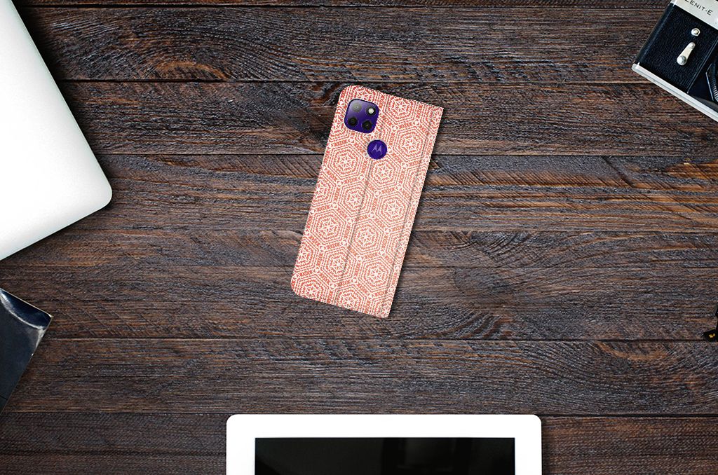 Motorola Moto G9 Power Hoesje met Magneet Pattern Orange - B2C Telecom