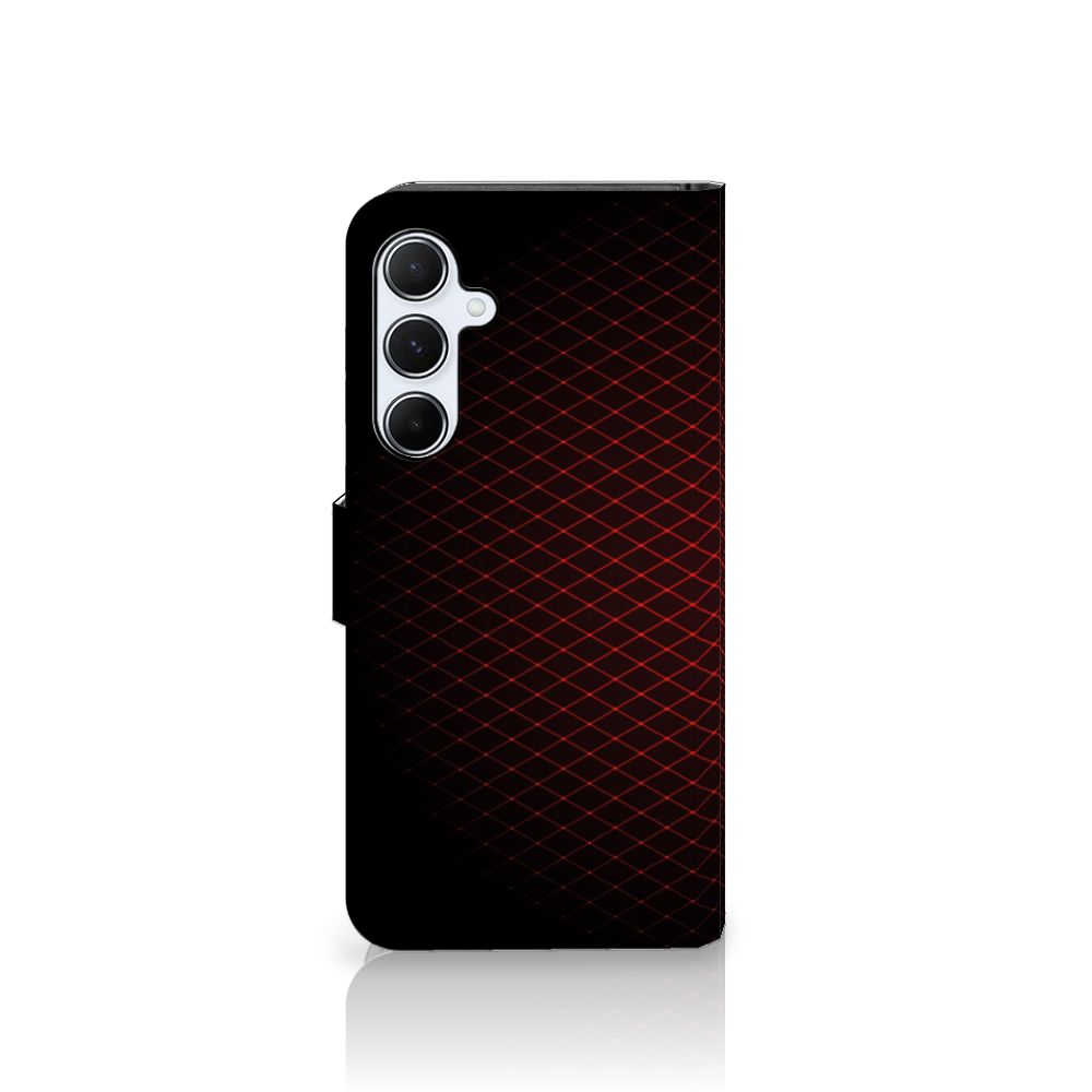 Samsung Galaxy A55 Telefoon Hoesje Geruit Rood met een minimalistisch en sterk design, zwart met rood contrast.