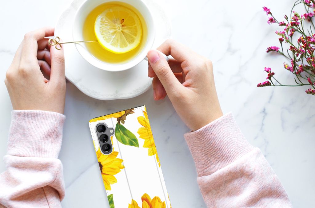 Smart Cover voor Samsung Galaxy A34 Zonnebloemen - B2C Telecom