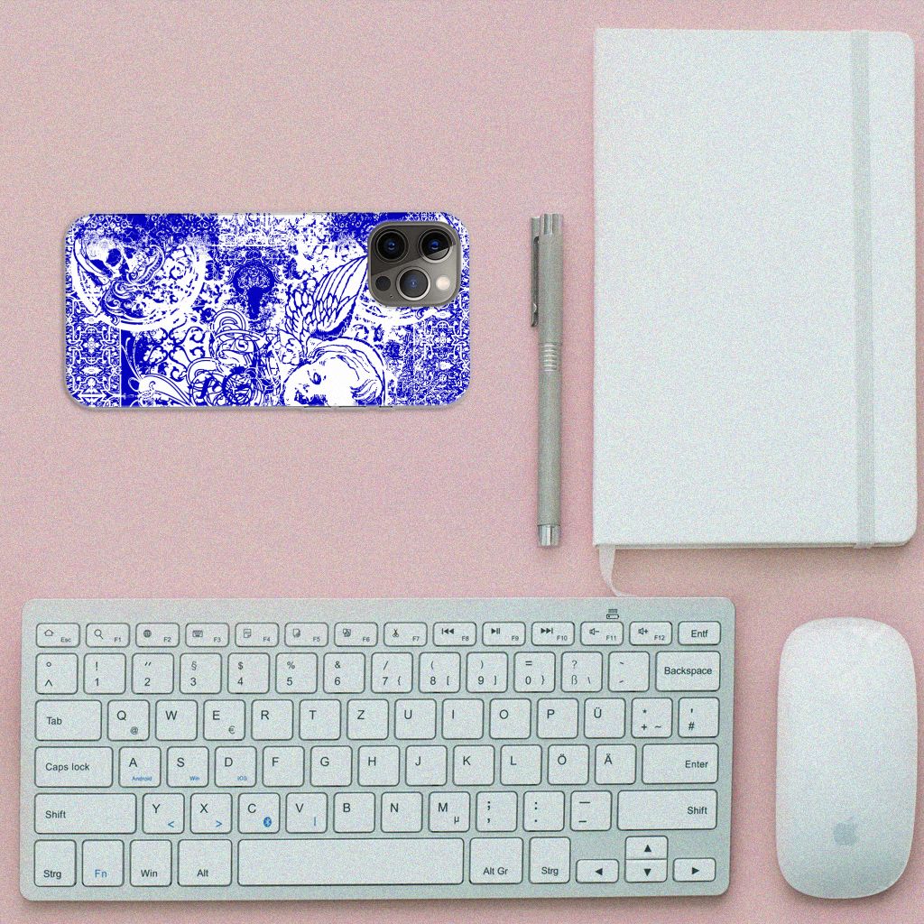 Silicone Back Case iPhone 12 Pro Max Angel Skull Blauw B2C Telecom