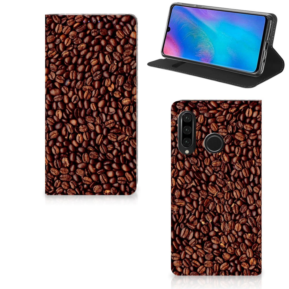 Huawei P30 Lite New Edition Flip Style Cover Koffiebonen