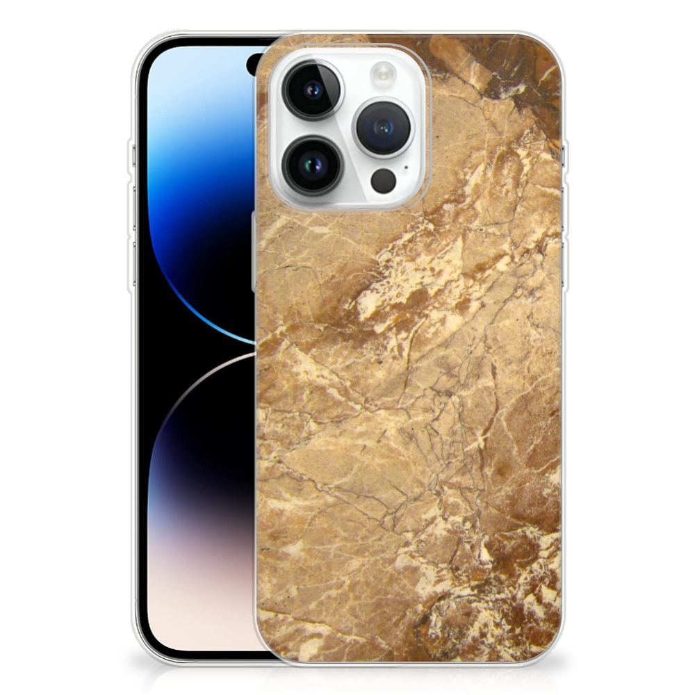 iPhone 14 Pro Max TPU Siliconen Hoesje Marmer Creme B2C Telecom