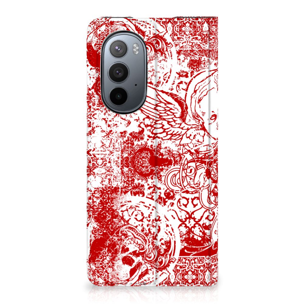 Mobiel BookCase Motorola Edge 30 Pro Angel Skull Rood - B2C Telecom