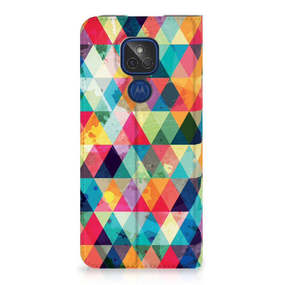Motorola Moto G9 Play Hoesje met Magneet Geruit - B2C Telecom