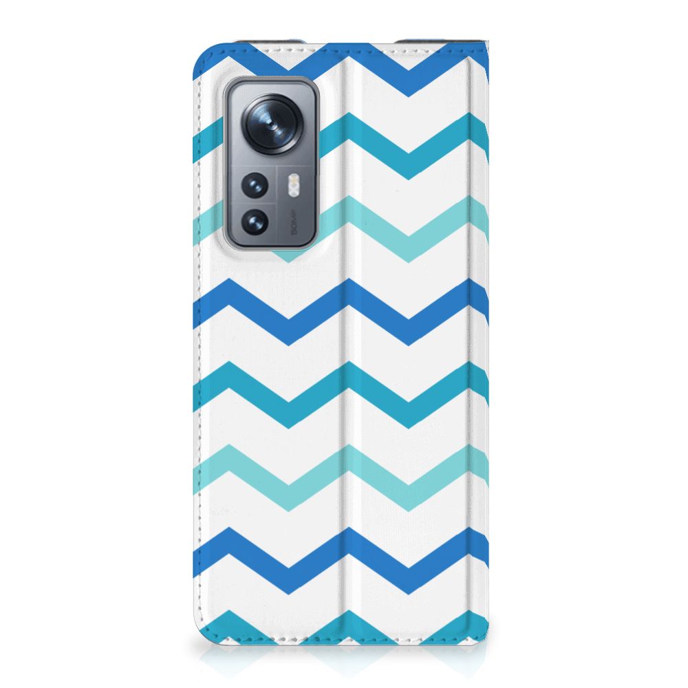 Xiaomi 12 | 12X Hoesje met Magneet Zigzag Blauw - B2C Telecom