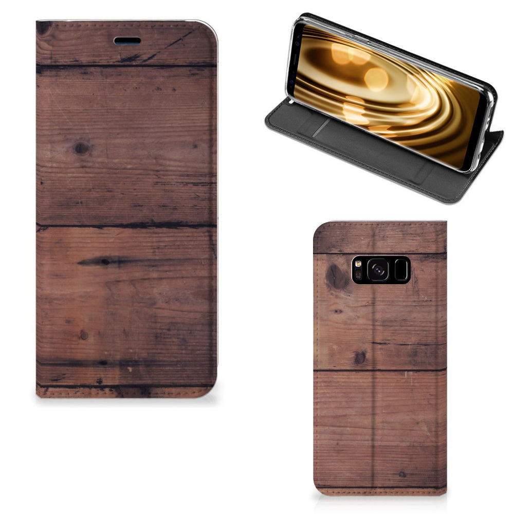 Samsung Galaxy S8 Book Wallet Case Old Wood