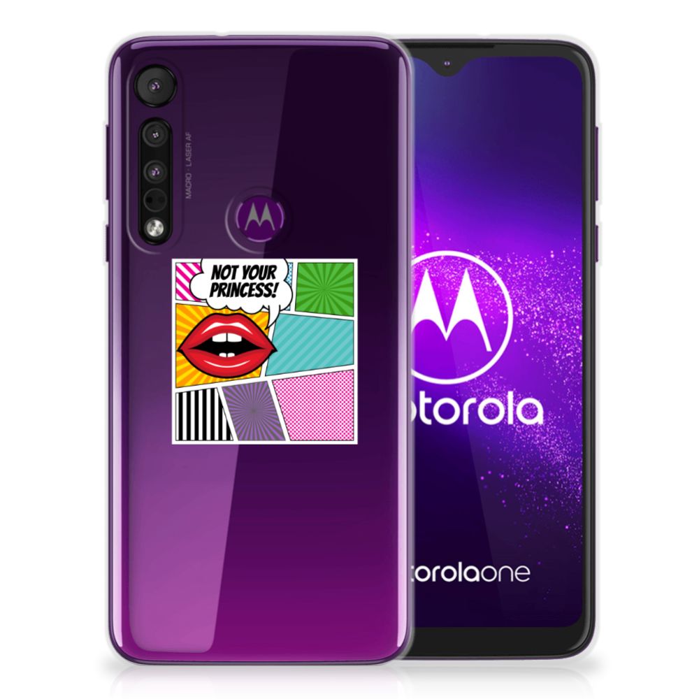 Motorola One Macro Silicone Back Cover Popart Princess