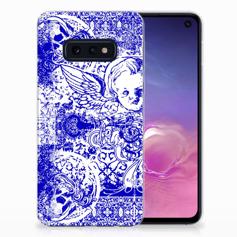 Silicone Back Case Samsung Galaxy S10e Angel Skull Blauw