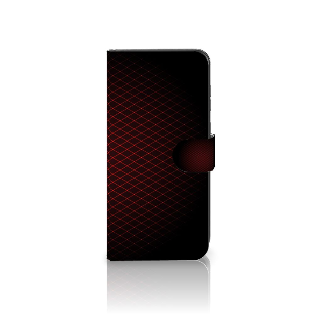 Samsung Galaxy A55 Telefoon Hoesje Geruit Rood met geometrisch patroon en sluitlipje