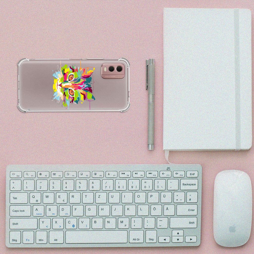 Nokia C32 Stevig Bumper Hoesje Cat Color B2C Telecom