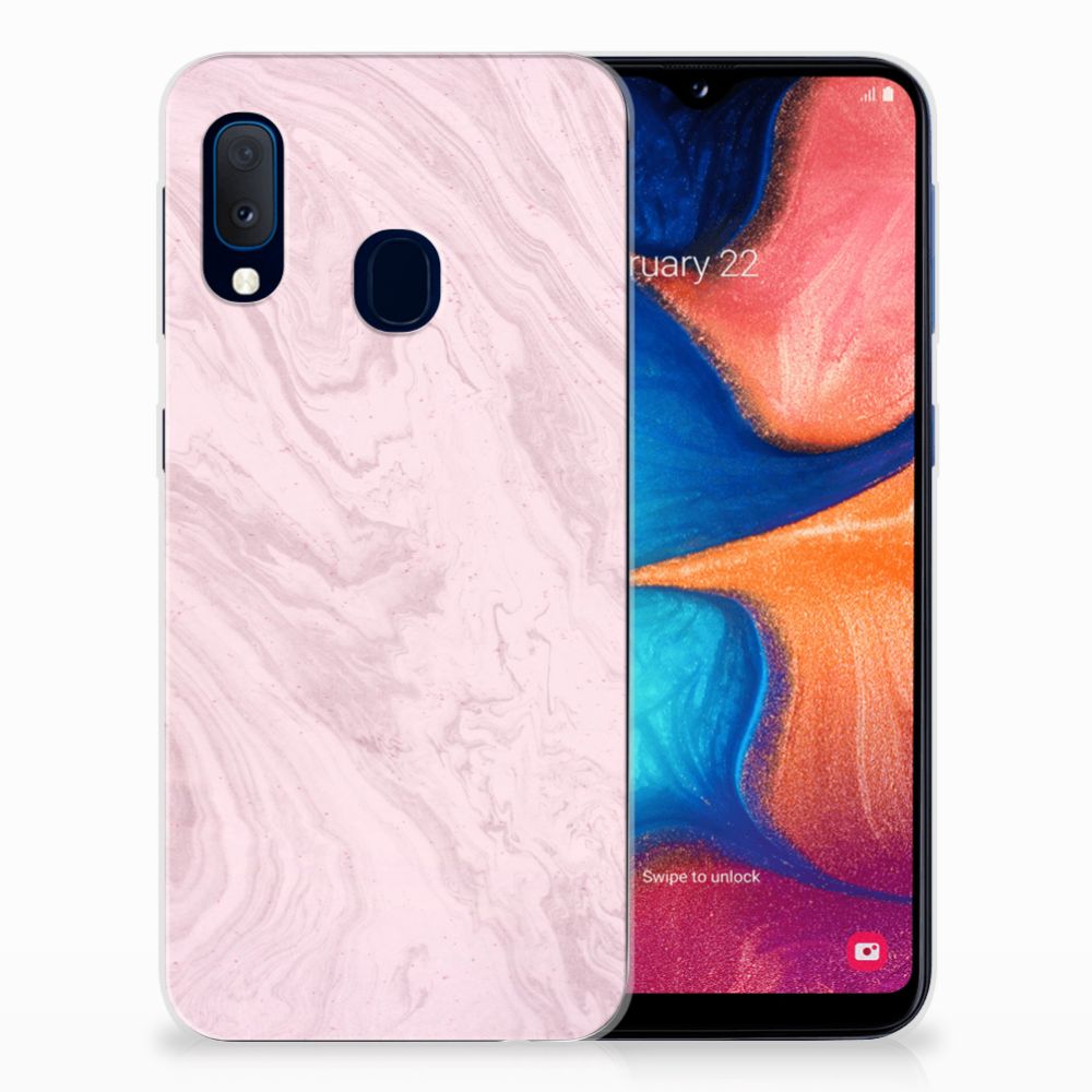 Samsung Galaxy A20e TPU Siliconen Hoesje Marble Pink - Origineel Cadeau Vriendin