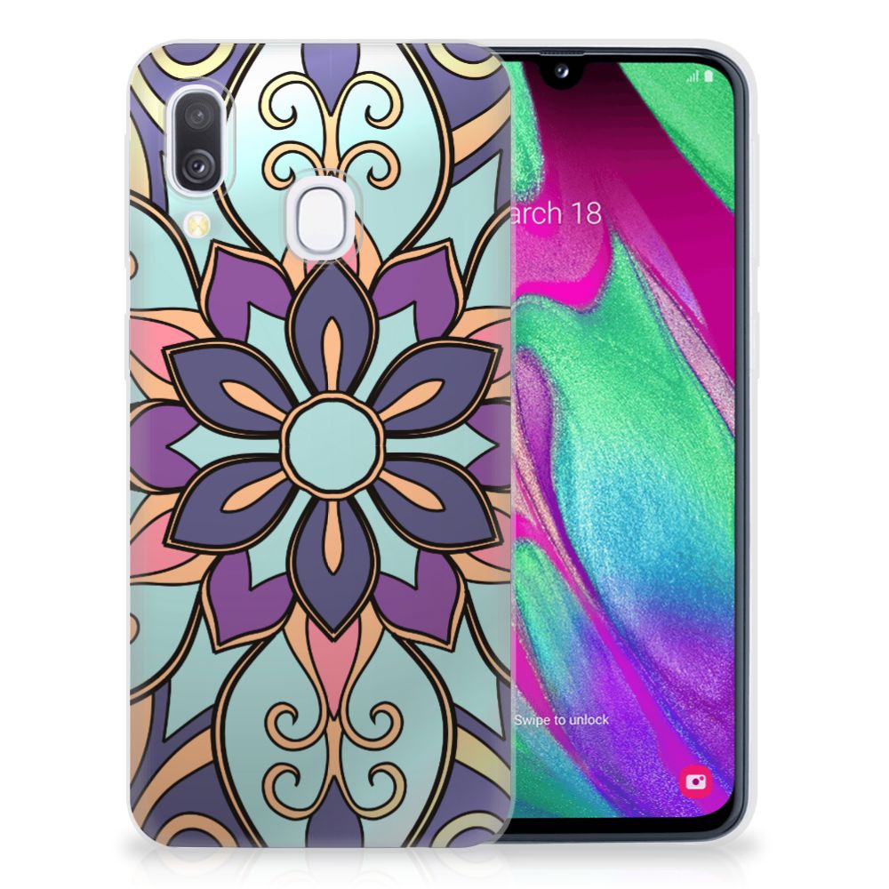 Samsung Galaxy A40 TPU Case Purple Flower