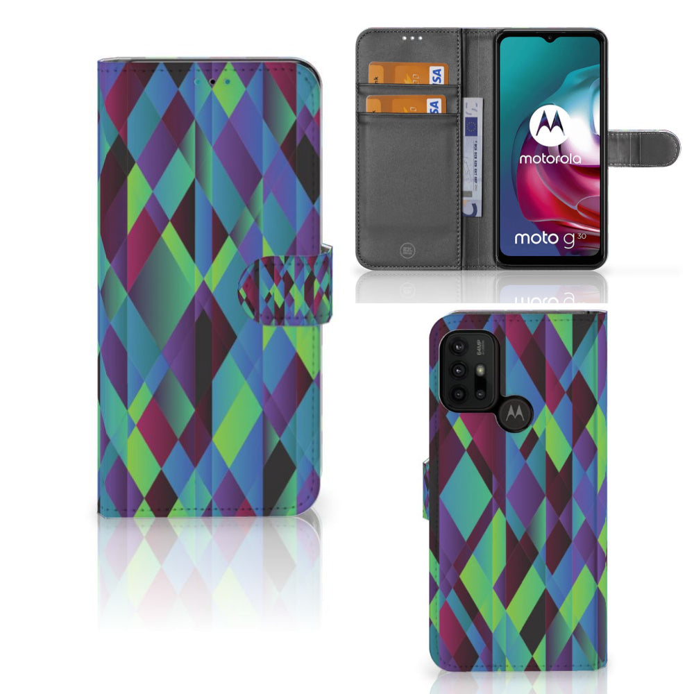 Motorola Moto G10 | G20 | G30 Book Case Abstract Green Blue