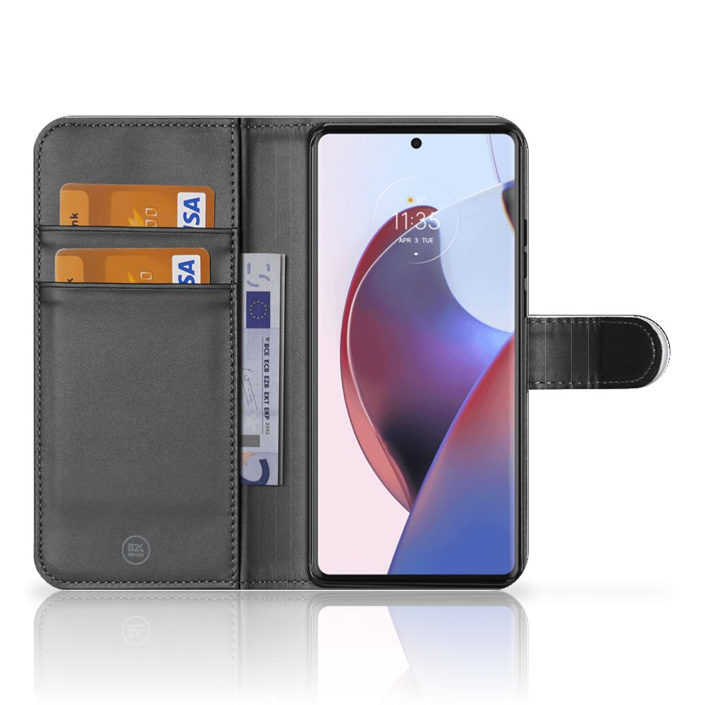 Motorola Edge 30 Ultra Telefoon Hoesje Geruit Rood met ruimte voor pasjes en strak design