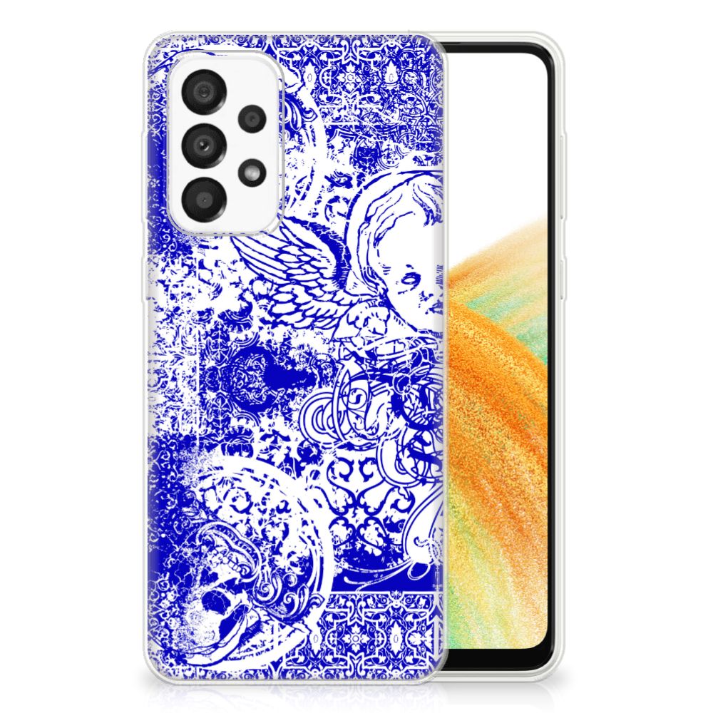 Silicone Back Case Samsung Galaxy A33 5G Angel Skull Blauw B2C Telecom