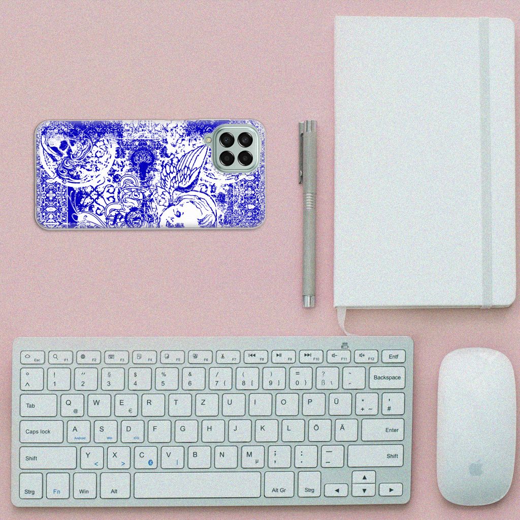 Silicone Back Case Samsung Galaxy M33 Angel Skull Blauw B2C Telecom