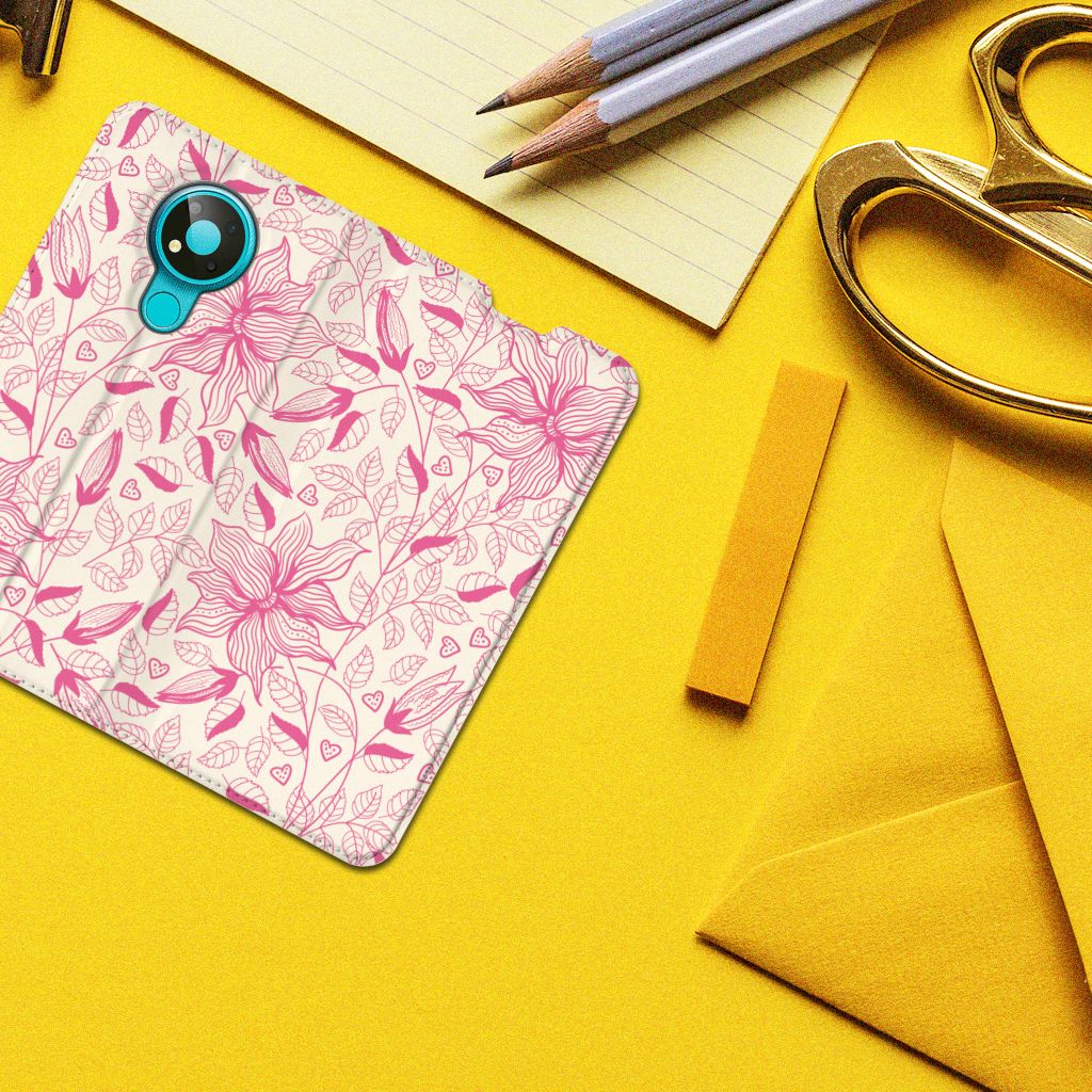 Nokia 3.4 Smart Cover Pink Flowers - B2C Telecom