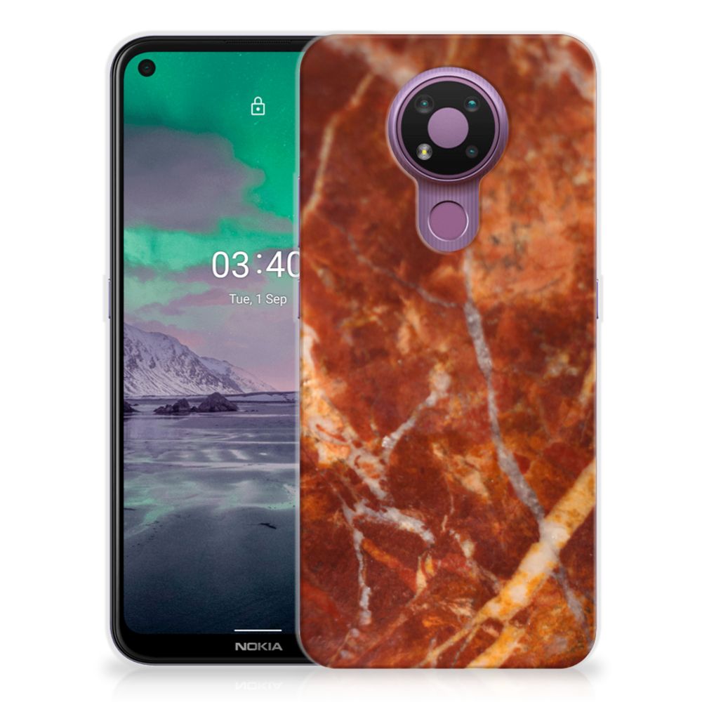 Nokia 3.4 TPU Siliconen Hoesje Marmer Bruin