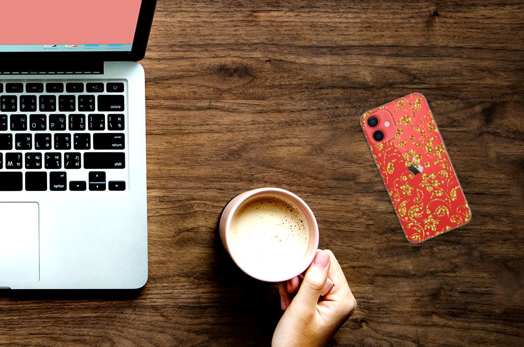 iPhone 12 Mini TPU Case Gouden Bloemen B2C Telecom