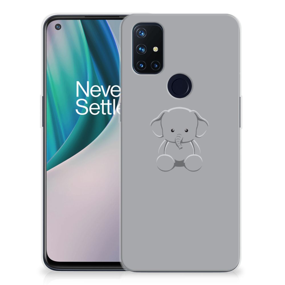 OnePlus Nord N10 5G Telefoonhoesje met Naam Grijs Baby Olifant