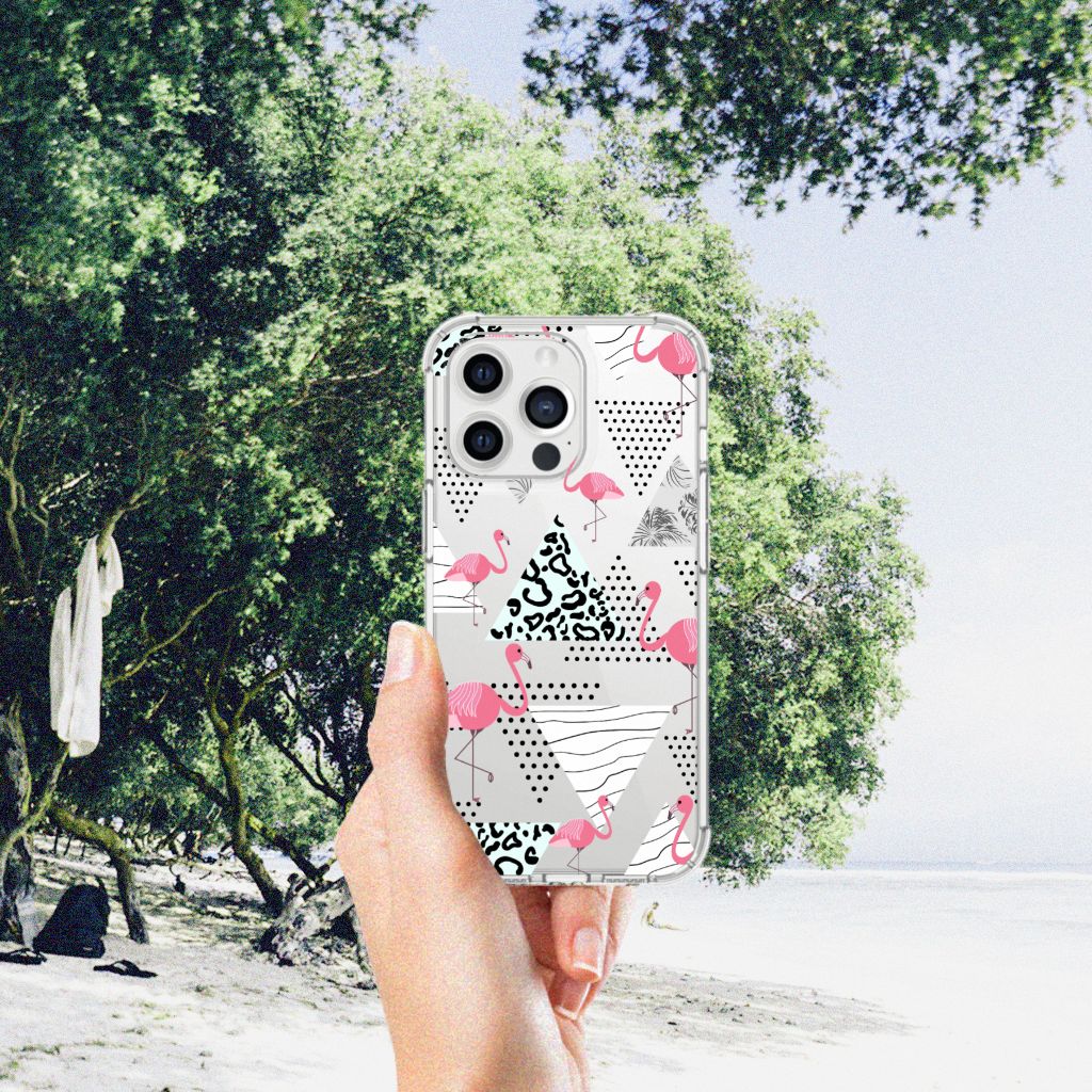 iPhone 13 Pro Max Case Anti-shock Flamingo Triangle - B2C Telecom