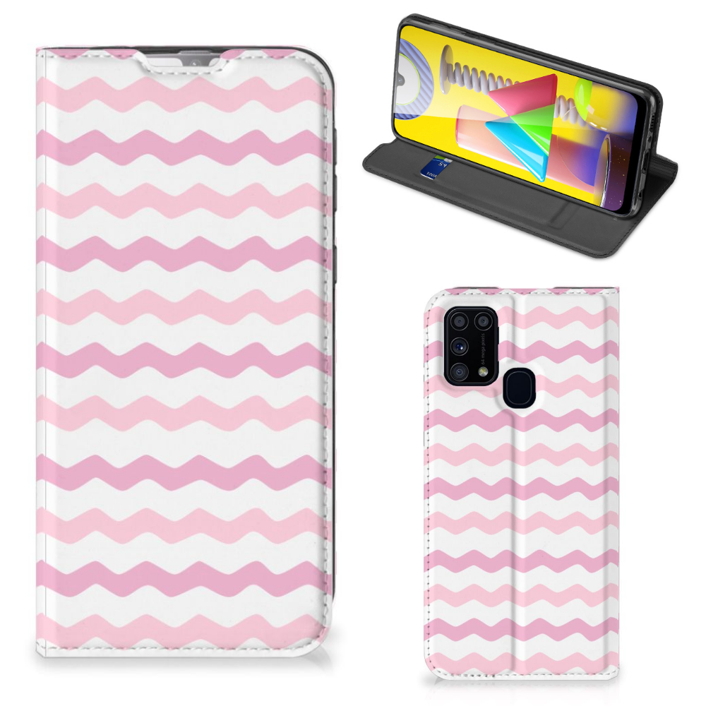 Samsung Galaxy M31 Hoesje met Magneet Waves Roze - B2C Telecom