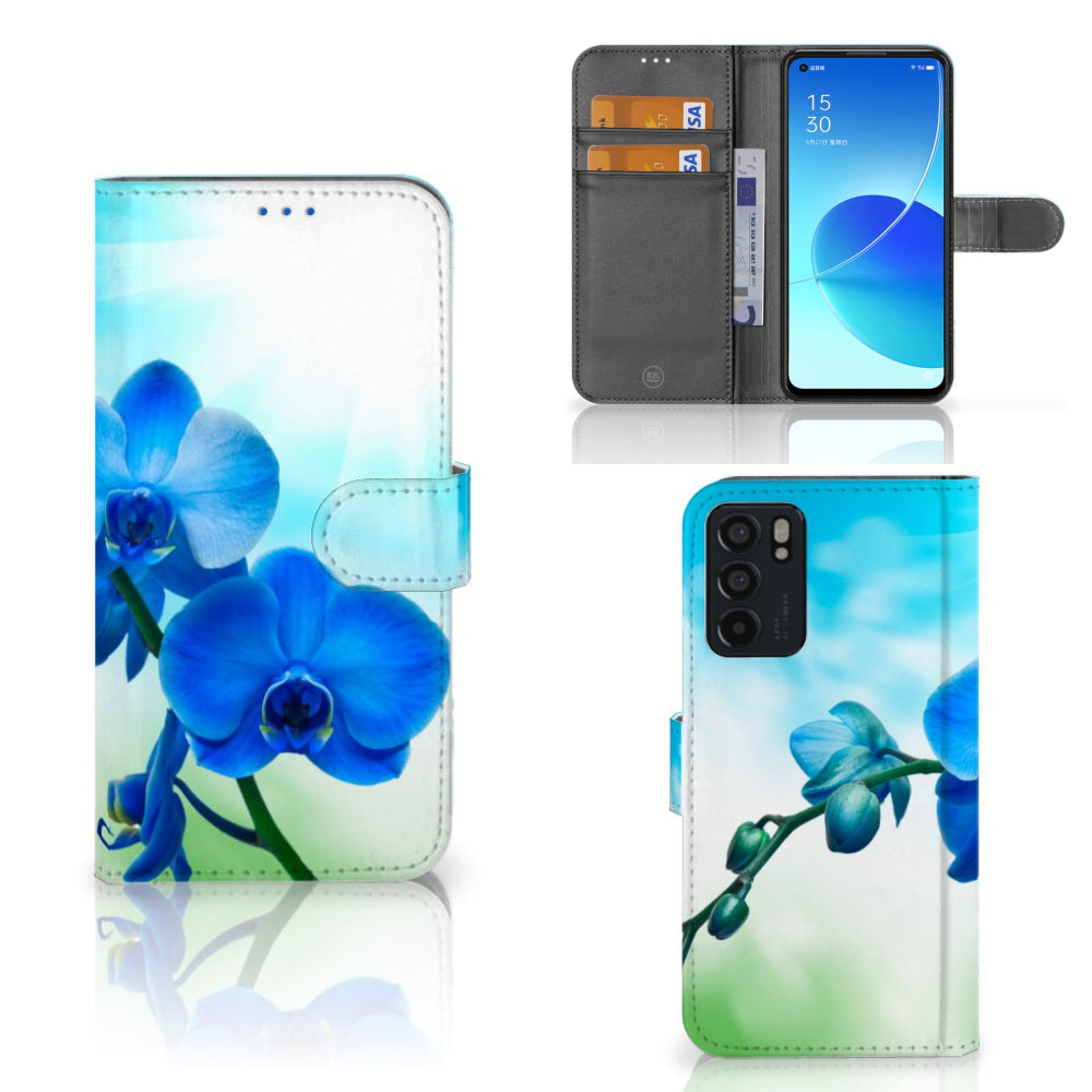 OPPO Reno6 5G Hoesje Orchidee Blauw - Cadeau voor je Moeder