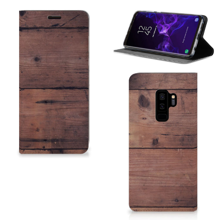 Samsung Galaxy S9 Plus Book Wallet Case Old Wood