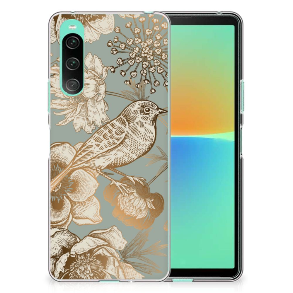 TPU Case voor Sony Xperia 10 V Vintage Bird Flowers