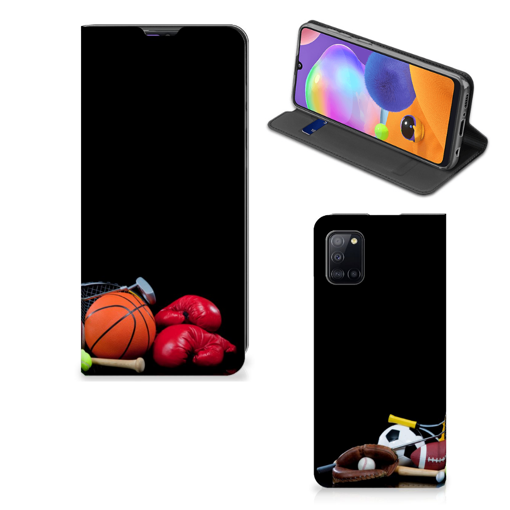 Samsung Galaxy A31 Hippe Standcase Sports met sportafbeeldingen van verschillende sporten