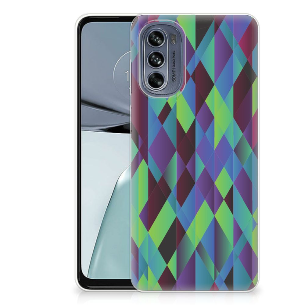 Motorola Moto G62 5G TPU Hoesje Abstract Green Blue B2C Telecom