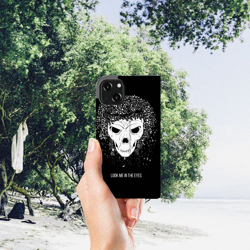Mobiel BookCase iPhone 13 Skull Hair