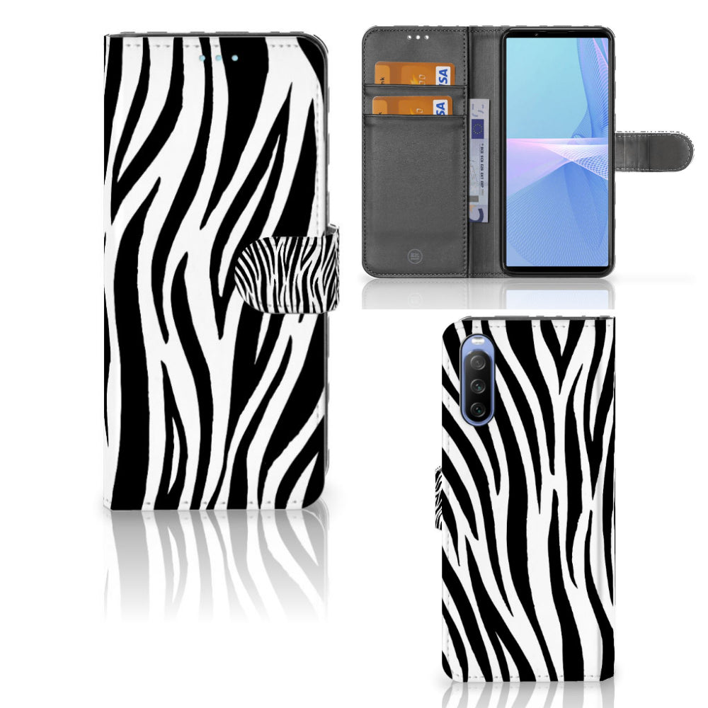 Sony Xperia 10 III Telefoonhoesje met Pasjes Zebra