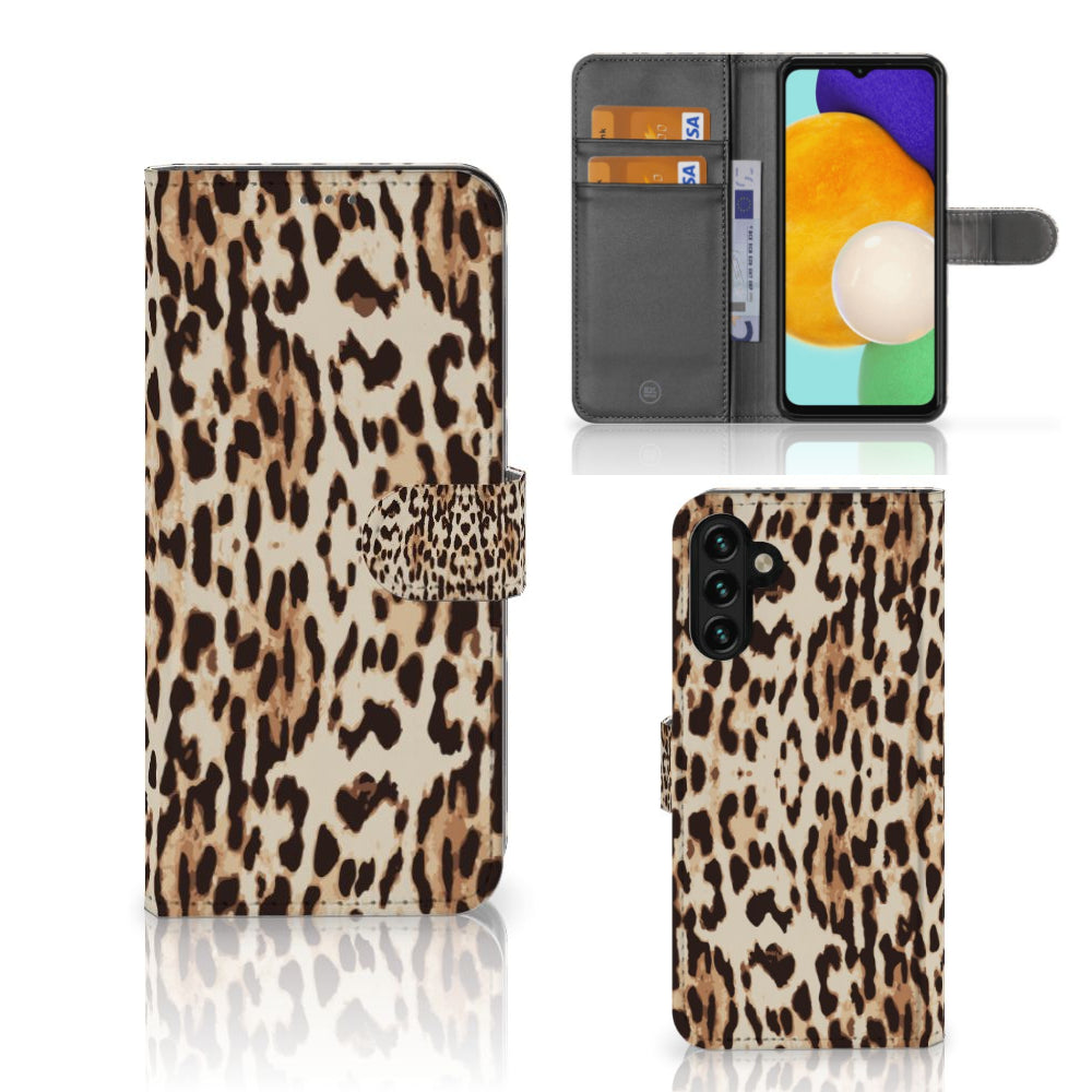 Samsung Galaxy A04s | Samsung Galaxy A13 5G Telefoonhoesje met Pasjes Leopard