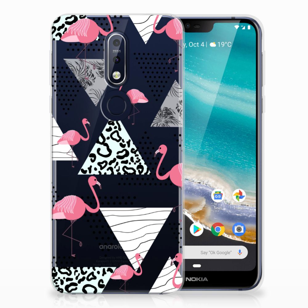 Nokia 7.1 TPU Hoesje Flamingo Triangle